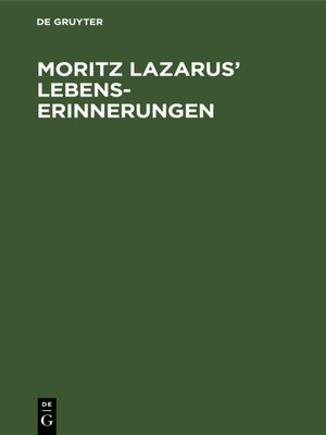 cover image of Moritz Lazarus' Lebenserinnerungen